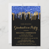 Invitation Elégant Bleu Black Gold Parties scintillant Drives (Devant)