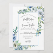 Invitation Elégant Bleu Blanc Floral Printemps Jardin Mariage (Devant)