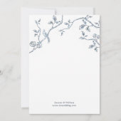 Invitation Elégant bleu & blanc mariage de toile française (Dos)