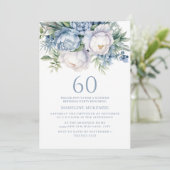 Invitation Elégant bleu bleu blanc floral 60e anniversaire (Debout devant)