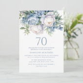 Invitation Elégant bleu bleu bleu blanc floral 70e anniversai (Debout devant)