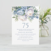 Invitation Elégant bleu bleu bleu blanc floral 75e anniversai (Debout devant)