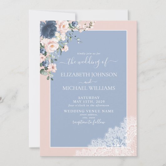 Invitation Élégant bleu bleu bleu bleu bleu bleu bleu laqué M (Devant)