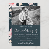 Invitation Elégant bleu bleu bleu bleu bleu bleu floral motif (Devant / Derrière)