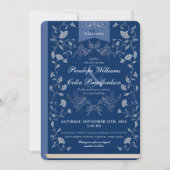 Invitation Elégant bleu bleu bleu floral Mariage de couvertur (Devant)