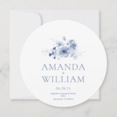 Invitation Elégant bleu bleu bleu floral Mariage rond (Devant)