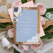 Invitation Elégant bleu bleu roux Rustique Mariage de dentell