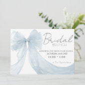 Invitation Elégant Bleu Bow Brunch Anniversaire Douche Invita (Debout devant)