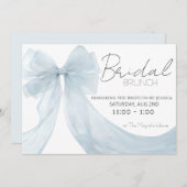 Invitation Elégant Bleu Bow Brunch Anniversaire Douche Invita (Devant / Derrière)
