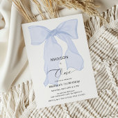 Invitation Elégant Bleu Bow premier anniversaire