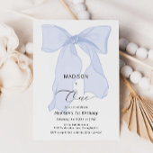 Invitation Elégant Bleu Bow premier anniversaire