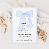 Invitation Elégant Bleu Bow premier anniversaire
