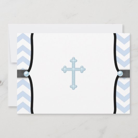 Invitation Elégant bleu Chevron Christening (Dos)
