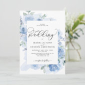Invitation Élégant bleu clair Dusty Mariage botanique floral (Debout devant)