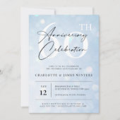 Invitation Élégant bleu classique aquarelle 60e anniversaire  (Devant)