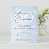 Invitation Élégant bleu classique aquarelle 60e anniversaire  (Debout devant)