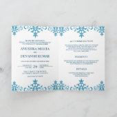 Invitation Élégant bleu Damas Mariage indien traditionnel (Intérieur)
