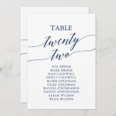 Invitation Élégant bleu de la Marine Tableau Numéro 22 Tablea (Devant / Derrière)