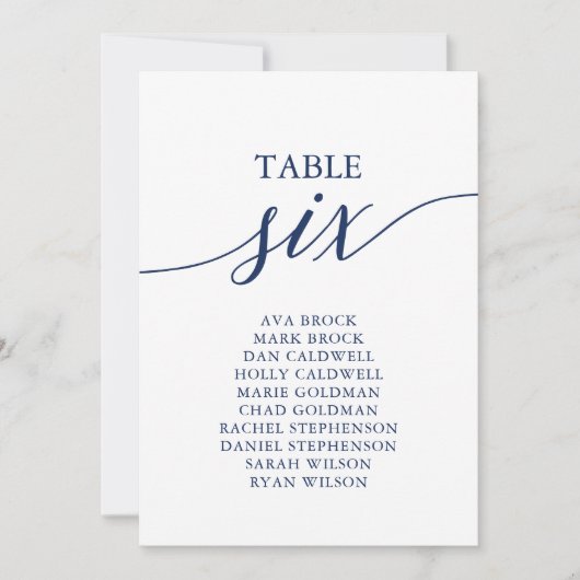 Invitation Élégant bleu de la marine Tableau numéro 6 Tableau (Devant)