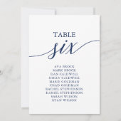 Invitation Élégant bleu de la marine Tableau numéro 6 Tableau (Dos)