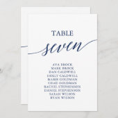 Invitation Élégant bleu de la marine Tableau numéro 7 Tableau (Devant / Derrière)