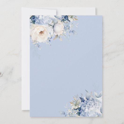 Invitation Elégant bleu Dusty Aquarelle Boho Floral Mariage (Dos)