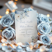 Invitation Elégant bleu Dusty Aquarelle Boho Floral Mariage