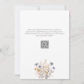 Invitation Elégant bleu Dusty Fleur sauvage Mariage aquarelle (Dos)