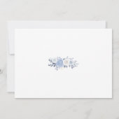 Invitation Elégant bleu Dusty floral Mariage QR Code scan (Dos)