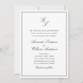 Invitation Elégant bleu Dusty Jardin Français Mariage Floral (Devant)