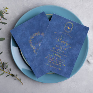 Invitation Elégant bleu Dusty / Mariage de script manuscrit