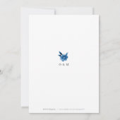 Invitation Elégant bleu et blanc aquarelle mariage floral (Dos)