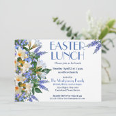 Invitation Elégant Bleu et Blanc Déjeuner de Pâques Invitatio (Debout devant)