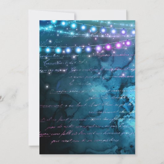 Invitation Élégant bleu et mauve sirène Baubles doux 16 (Dos)