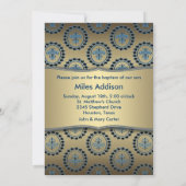Invitation Elégant Bleu et Or Baby Boy Photo Christening (Dos)