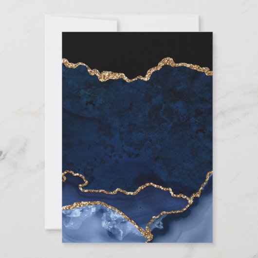 Invitation Elégant bleu et or Parties scintillant  Agate Mari (Dos)