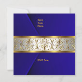 Invitation Elégant Bleu faux Velvet or Trim 25e (Dos)