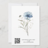Invitation Élégant bleu Fleur moderne QR Code Mariage (Dos)