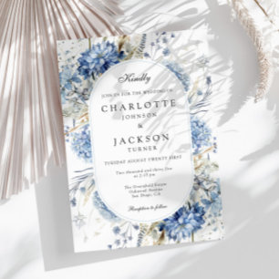 Invitation Elégant bleu Fleur sauvage aquarelle Mariage flora