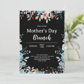 Invitation Elégant Bleu Fleur sauvage Noir Fête des Mères Bru (Debout devant)