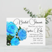 Invitation élégant bleu fleuri rose bleu (Debout devant)