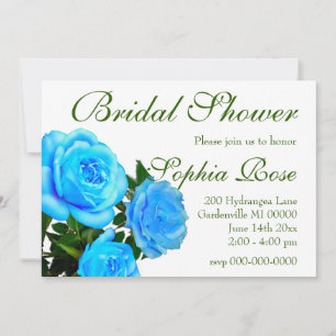 Invitation élégant bleu fleuri rose bleu