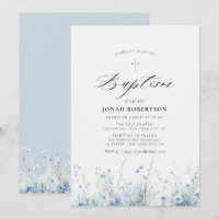 Elégant bleu fleurs baptême