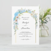 Invitation Elégant bleu Fleurs Hydrangea Mariage (Debout devant)
