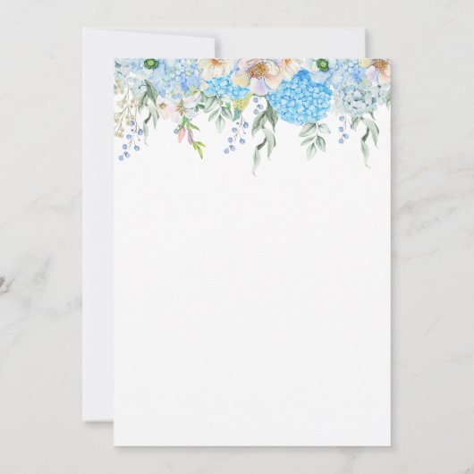 Invitation Elégant bleu Fleurs Hydrangea Mariage (Dos)