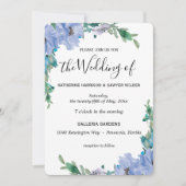 Invitation Elégant bleu Floral Aquarelle Boho Mariage (Devant)