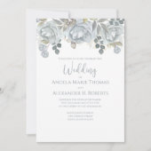 Invitation Elégant bleu floral élégant Aquarelle tendance (Devant)