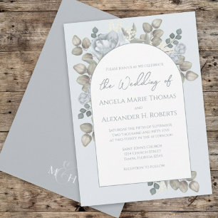 Invitation Elégant bleu floral élégant Arc tendance Aquarelle