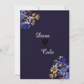 Invitation Elégant bleu floral et Mariage d'aquarelle Brown (Dos)