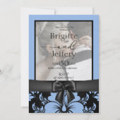 Invitation Élégant bleu floral mariage à sauver la date (Devant)